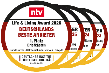 ntv Life & Living Award 2026 – Deutschlands beste Anbieter, 1. Platz Briefkästen